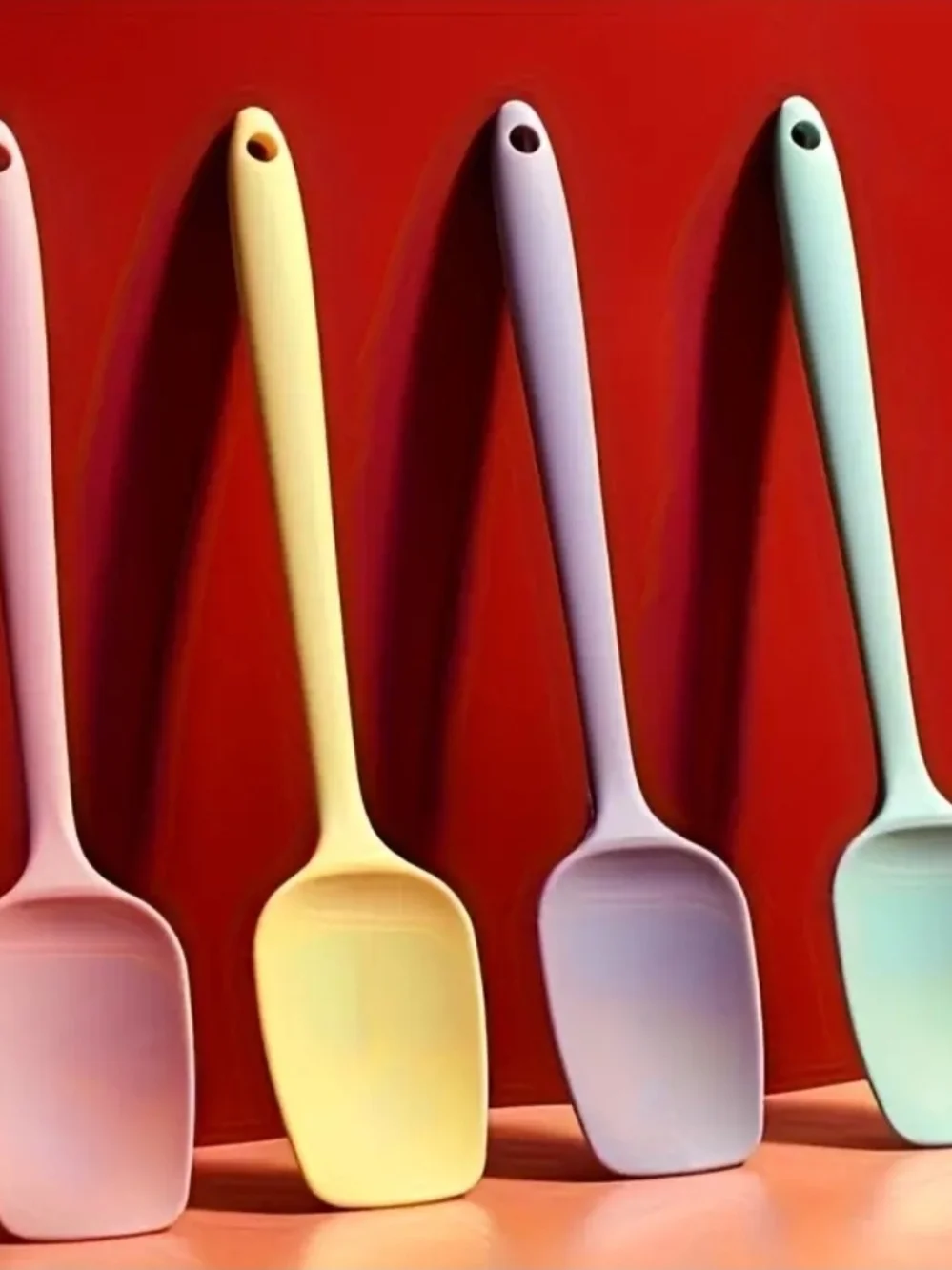 4-Piece Pastel Macaron Silicone Spoon Spatula Set Aesthetic Kitchen